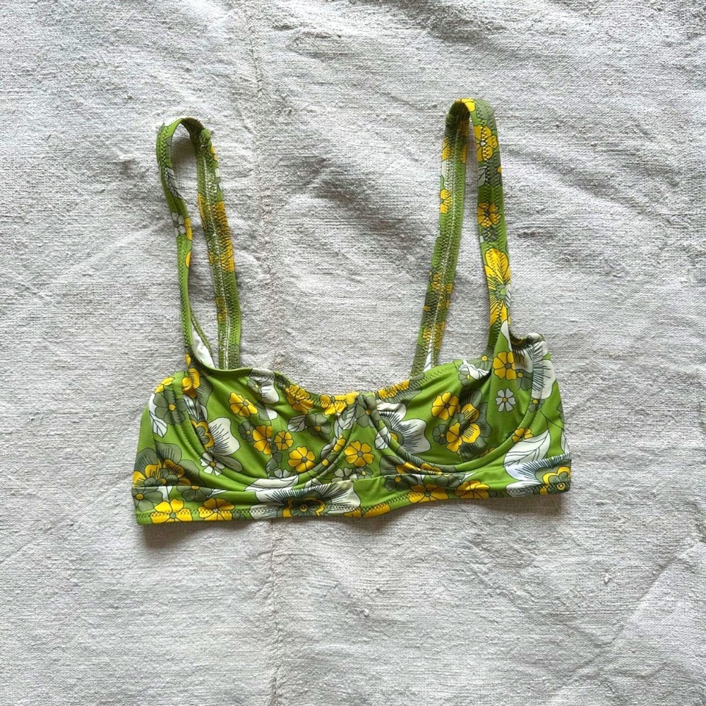 Dodo Bar Or Green Floral Bikini Top